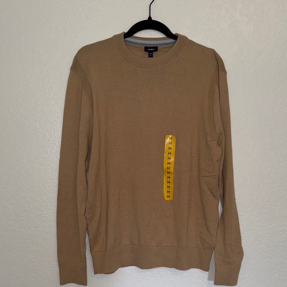 Express Men's Crewneck Sweater in Camel